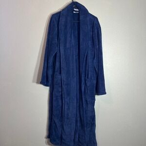 American Soft Linen Robe Plush Turkish Bathrobe Spa Blue Size L/XL